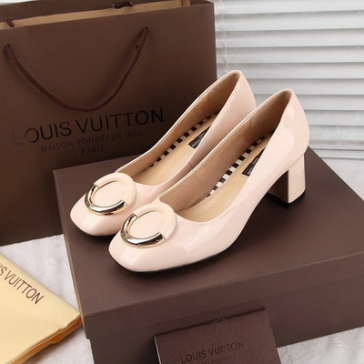 LV Shallow mouth Block heel Shoes Women--014